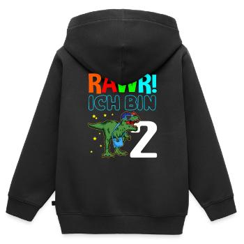 Dino Dinosaurier Geschenkidee Geburtstag T-Rex Din - Kinder Premium Organic Zip Hoodie - Schwarz - Hinten - AI Model Kid Male (0cm)