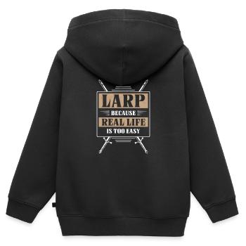 LARP Because Real Life Is To Easy Funny - Kinder Premium Organic Zip Hoodie - Schwarz - Hinten - AI Model Kid Male (0cm)