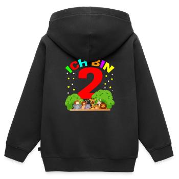 Ich bin 2 - Tiere Farm Zoo Geburtstgskind Geschenk - Kinder Premium Organic Zip Hoodie - Schwarz - Hinten - AI Model Kid Male (0cm)