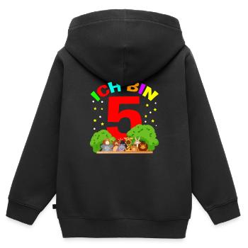 Ich bin 5 - Tiere Farm Zoo Geburtstgskind Geschenk - Kinder Premium Organic Zip Hoodie - Schwarz - Hinten - AI Model Kid Male (0cm)