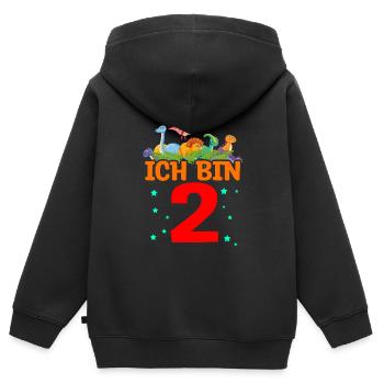 Dino Dinosaurier Geschenkidee Geburtstag T-Rex Din - Kinder Premium Organic Zip Hoodie - Schwarz - Hinten - AI Model Kid Male (0cm)