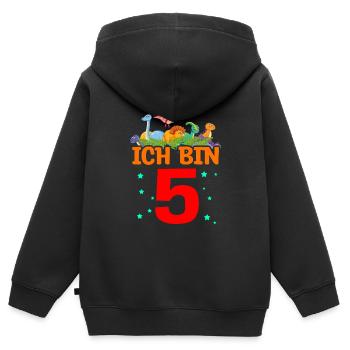 Geschenk Geburtstagskind T-Rex Dinosauriermotiv Di - Kinder Premium Organic Zip Hoodie - Schwarz - Hinten - AI Model Kid Male (0cm)