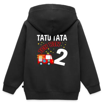 Tatü Tata - Ich bin 2 - Feuerwehr Feuerwehrauto Ge - Kinder Premium Organic Zip Hoodie - Schwarz - Hinten - AI Model Kid Male (0cm)