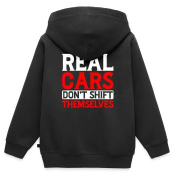 Real Cars Don't Shift Themselves 6 - Kinder Premium Organic Zip Hoodie - Schwarz - Hinten - AI Model Kid Male (0cm)