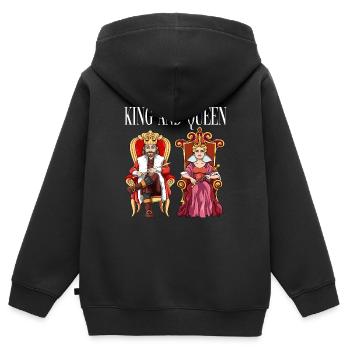 König Königin mit Krone auf dem Thron. - Kinder Premium Organic Zip Hoodie - Schwarz - Hinten - AI Model Kid Male (0cm)