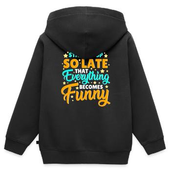 Dormir dormir tard Dire - Sweat Premium à capuche zippé enfant bio - noir - Dos - AI Model Kid Male (0cm)