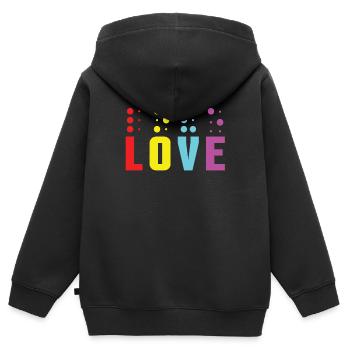 Love Braille Alphabet Braille Language Retro - Kinder Premium Organic Zip Hoodie - Schwarz - Hinten - AI Model Kid Male (0cm)