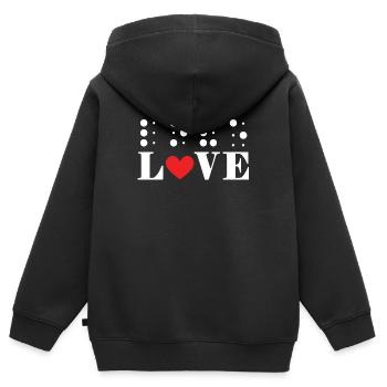 Liebe Braille Alphabet Braille Sprache Herz - Kinder Premium Organic Zip Hoodie - Schwarz - Hinten - AI Model Kid Male (0cm)