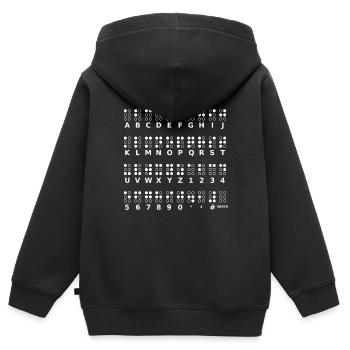 Unterstützung Braille-Sprache Braille-Alphabet - Kinder Premium Organic Zip Hoodie - Schwarz - Hinten - AI Model Kid Male (0cm)