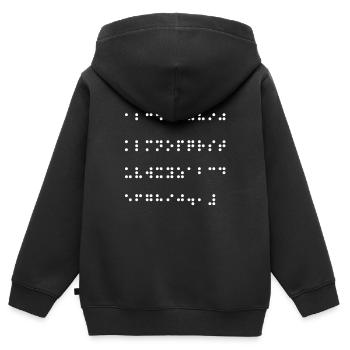 Braille Dots Langue Alphabet braille - Sweat Premium à capuche zippé enfant bio - noir - Dos - AI Model Kid Male (0cm)