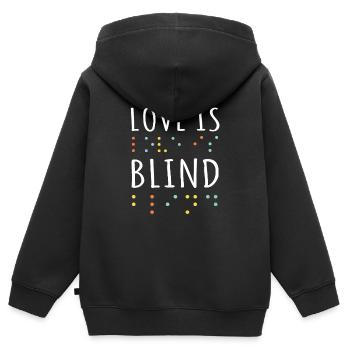 Braille-Alphabet Braille-Sprache Braille-Liebe - Kinder Premium Organic Zip Hoodie - Schwarz - Hinten - AI Model Kid Male (0cm)
