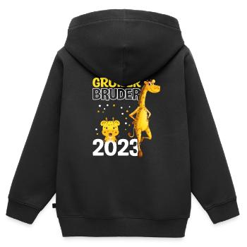 Familie Verkündung Schwangerschaft Überraschung Br - Kinder Premium Organic Zip Hoodie - Schwarz - Hinten - AI Model Kid Male (0cm)