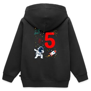 Astronaut Weltall Dabbing Motiv Planet Raktete 5. - Kinder Premium Organic Zip Hoodie - Schwarz - Hinten - AI Model Kid Male (0cm)