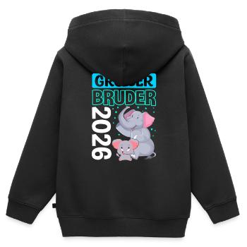 Geschwister Schwangerschaft Überraschung Familienz - Kinder Premium Organic Zip Hoodie - Schwarz - Hinten - AI Model Kid Male (0cm)