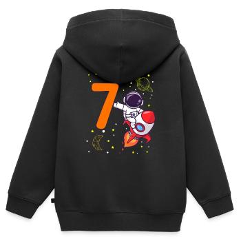 Astronaut Weltall Dabbing Motiv Planet Raktete 7. - Kinder Premium Organic Zip Hoodie - Schwarz - Hinten - AI Model Kid Male (0cm)