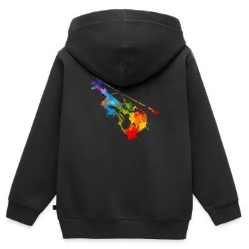 Splash violon - Sweat Premium à capuche zippé enfant bio - noir - Dos - AI Model Kid Male (0cm)
