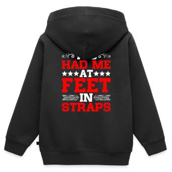 Tu m’avais aux pieds dans les sangles 17 - Sweat Premium à capuche zippé enfant bio - noir - Dos - AI Model Kid Male (0cm)