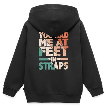 Tu m’avais aux pieds dans les sangles 18 - Sweat Premium à capuche zippé enfant bio - noir - Dos - AI Model Kid Male (0cm)