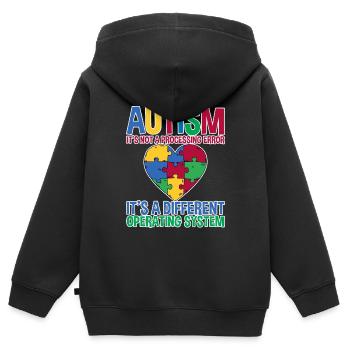 Autism, It's A Different Operating System 2 - Kids Premium Organic Zip-up Hoodie - black - Back - AI Model Kid Male (0cm)