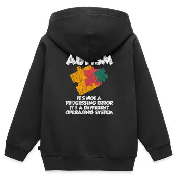 Autism, It's A Different Operating System 3 - Kids Premium Organic Zip-up Hoodie - black - Back - AI Model Kid Male (0cm)