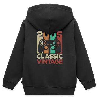2005 18e anniversaire Retro Vintage Gamer - Sweat Premium à capuche zippé enfant bio - noir - Dos - AI Model Kid Male (0cm)