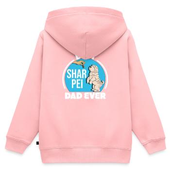 Shar Pei chinois - Sweat Premium à capuche zippé enfant bio - rose - Dos - AI Model Kid Female (0cm)