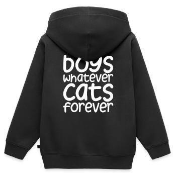 Boys Whatever Cats Forever - Kinder Premium Organic Zip Hoodie - Schwarz - Hinten - AI Model Kid Male (0cm)