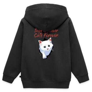 Boys Whatever Cats Forever 4 - Kinder Premium Organic Zip Hoodie - Schwarz - Hinten - AI Model Kid Male (0cm)