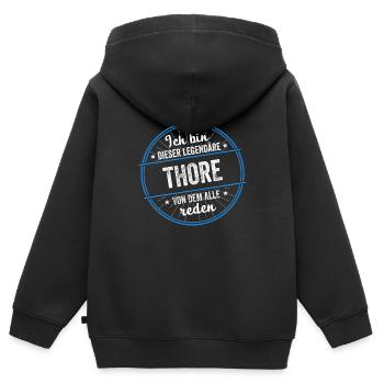 Ich bin dieser legendärer Thore Name - Kinder Premium Organic Zip Hoodie - Schwarz - Hinten - AI Model Kid Male (0cm)