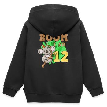 12. Geburtstag Koala - Kinder Premium Organic Zip Hoodie - Schwarz - Hinten - AI Model Kid Male (0cm)
