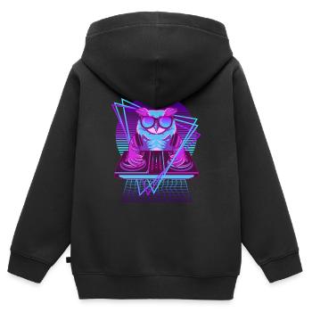 Party Musik Techno Eule Vaporwave DJ Eule - Kinder Premium Organic Zip Hoodie - Schwarz - Hinten - AI Model Kid Male (0cm)