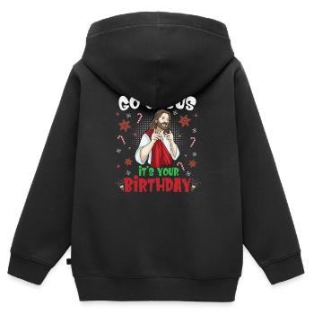 Christ Religious Jesus Birthday Party Xmas Gift - Kinder Premium Organic Zip Hoodie - Schwarz - Hinten - AI Model Kid Male (0cm)