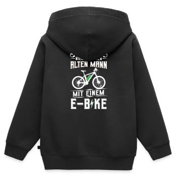 Unterschätze Niemals Einen Alten Mann Mit E-Bike - Kinder Premium Organic Zip Hoodie - Schwarz - Hinten - AI Model Kid Male (0cm)
