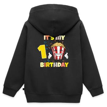 Es ist mein 1. Geburtstag - Kinder Premium Organic Zip Hoodie - Schwarz - Hinten - AI Model Kid Male (0cm)