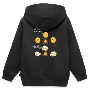 Popcorn Camping Citation Drôle Popcorn - Sweat Premium à capuche zippé enfant bio - noir - Dos - AI Model Kid Male (0cm)