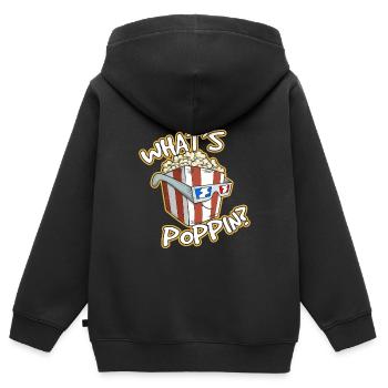 Whats Poppin - Kinder Premium Organic Zip Hoodie - Schwarz - Hinten - AI Model Kid Male (0cm)