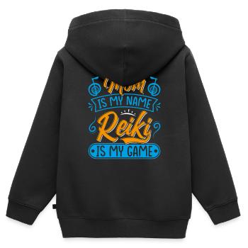 Reiki Praktizierende / Reiki Master / Reiki Mom - Kinder Premium Organic Zip Hoodie - Schwarz - Hinten - AI Model Kid Male (0cm)