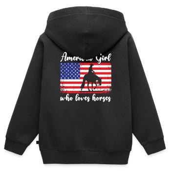 American girl who love horses westernpferd - Kinder Premium Organic Zip Hoodie - Schwarz - Hinten - AI Model Kid Male (0cm)