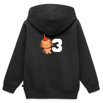3 Years Old Child Lion Animal Birthday 3 - Kids Premium Organic Zip-up Hoodie - black - Back - AI Model Kid Male (0cm)