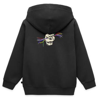 Câbles à main Synthétiseur de câble audio électronique - Sweat Premium à capuche zippé enfant bio - noir - Dos - AI Model Kid Male (0cm)