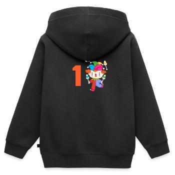 Enfants im 1 clown fête d’anniversaire 1 ans - Sweat Premium à capuche zippé enfant bio - noir - Dos - AI Model Kid Male (0cm)