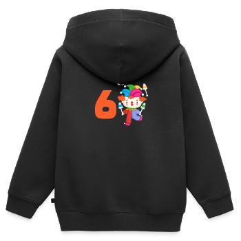 Enfants im 6 Clown fête d’anniversaire 6 ans - Sweat Premium à capuche zippé enfant bio - noir - Dos - AI Model Kid Male (0cm)
