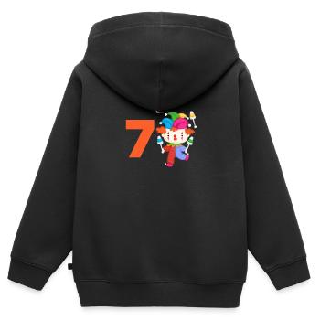 Enfants im 7 Clown fête d’anniversaire 7 ans - Sweat Premium à capuche zippé enfant bio - noir - Dos - AI Model Kid Male (0cm)