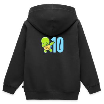 10 ans Dabbing Turtle Birthday Kids Funny 10th - Sweat Premium à capuche zippé enfant bio - noir - Dos - AI Model Kid Male (0cm)