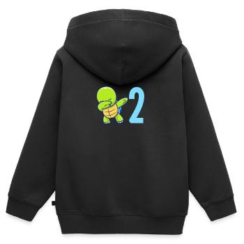 2 ans Dabbing Turtle Birthday Kids Funny 2ème - Sweat Premium à capuche zippé enfant bio - noir - Dos - AI Model Kid Male (0cm)