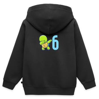 6 ans Dabbing Turtle Birthday Kids Funny 6th - Sweat Premium à capuche zippé enfant bio - noir - Dos - AI Model Kid Male (0cm)