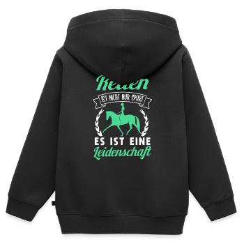 Süßes Pferde Pferdespruch Motiv - Kinder Premium Organic Zip Hoodie - Schwarz - Hinten - AI Model Kid Male (0cm)