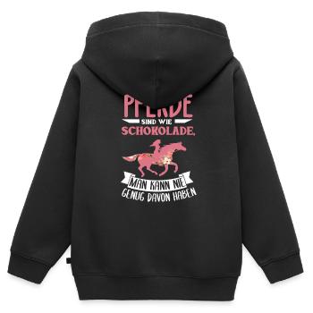 Süßes Pferde Pferdespruch Motiv - Kinder Premium Organic Zip Hoodie - Schwarz - Hinten - AI Model Kid Male (0cm)