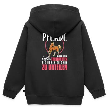 Süßes Pferde Pferdespruch Motiv - Kinder Premium Organic Zip Hoodie - Schwarz - Hinten - AI Model Kid Male (0cm)