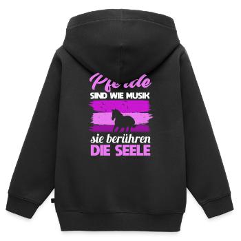 Süßes Pferde Pferdespruch Motiv - Kinder Premium Organic Zip Hoodie - Schwarz - Hinten - AI Model Kid Male (0cm)